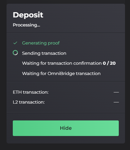 Deposit proof generation