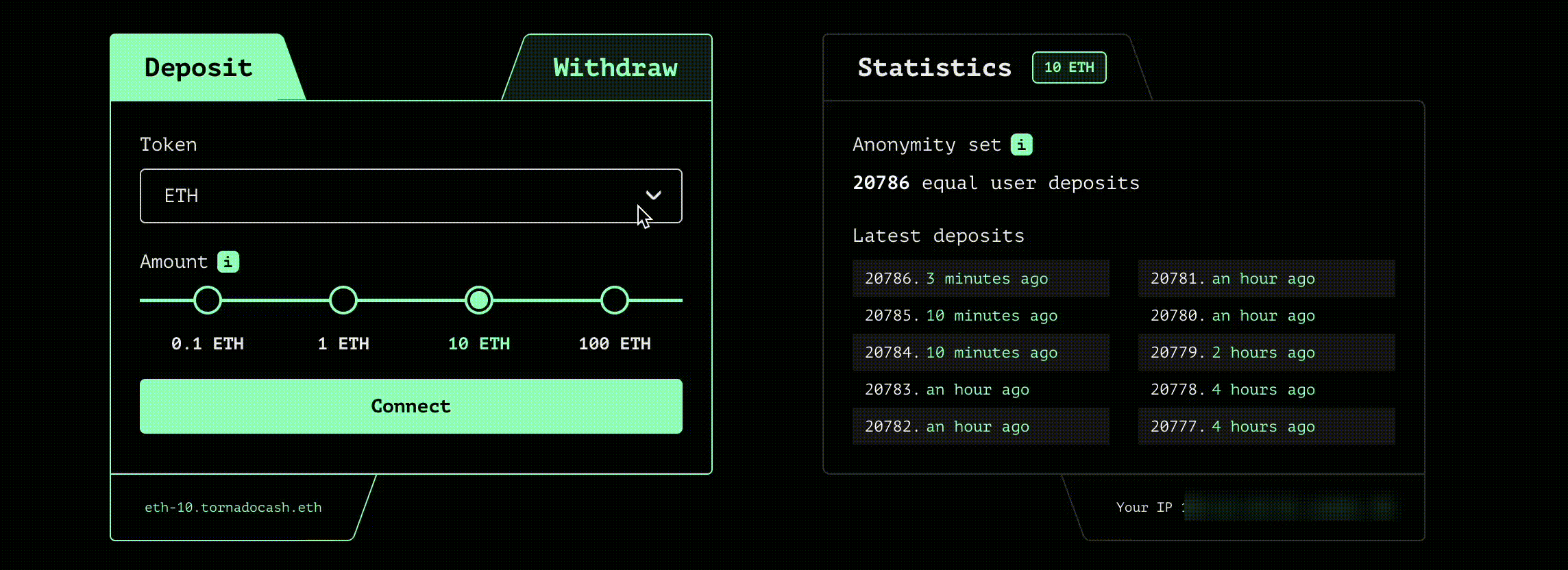 Choose currency and amount